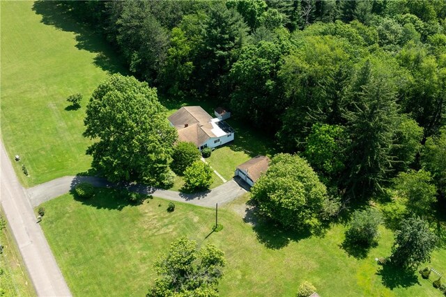 154 Burke Rd, Wharton Twp, PA 15437 - aerial view of property and surrounding area featuring a heavily wooded area