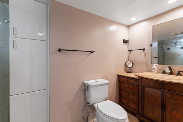 1 Trimont Ln Unit 620B, Mt Washington, PA 15211 - bathroom featuring a shower stall, vanity, and recessed lighting