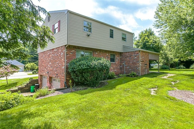4032 Sardis Rd, Murrysville, PA 15668 - back of property featuring brick siding, a lawn, and a garage