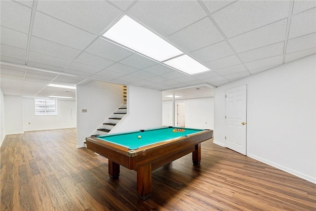 616 Edwards, Derry Twp, PA 15650 - game room with wood finished floors, billiards, and a drop ceiling
