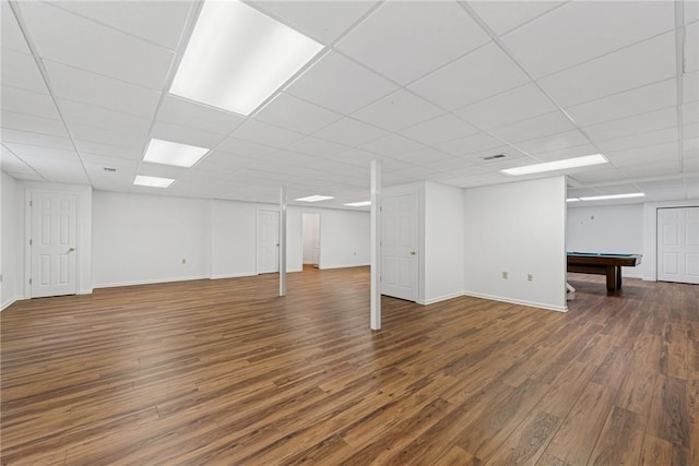 616 Edwards, Derry Twp, PA 15650 - finished basement featuring wood finished floors, billiards table, and a drop ceiling