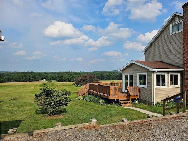 169 Fergus Rd, Slippery Rock Twp But, PA 16057 - view of green lawn featuring a wooden deck