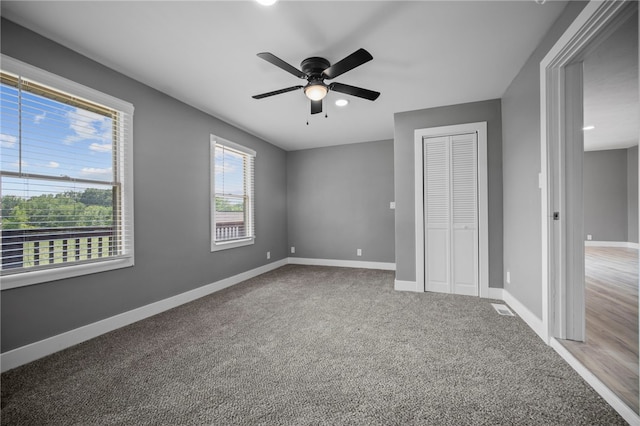 736 Shenango Stop Rd, Shenango Twp Law, PA 16101 - unfurnished bedroom with a closet, carpet flooring, and ceiling fan