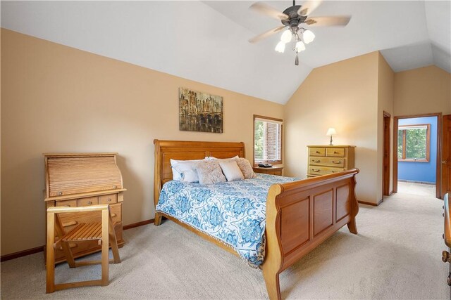 10174 Woodbury Dr, Mccandless, PA 15090 - bedroom with light colored carpet, lofted ceiling, and a ceiling fan