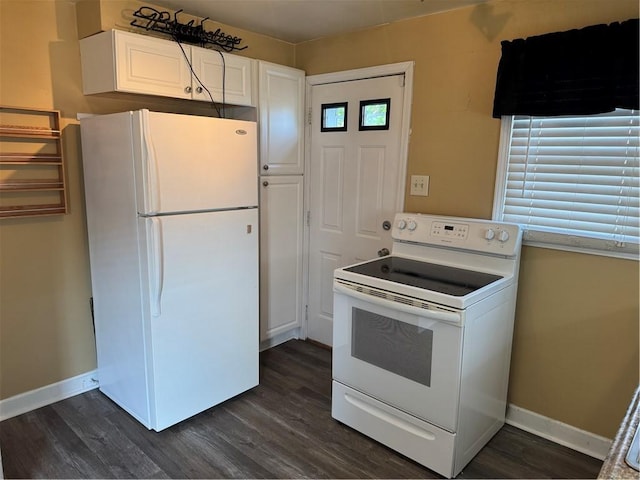 10 Crest St, Uniontown, PA 15401 - kitchen with white appliances, white cabinets, and dark wood-type flooring