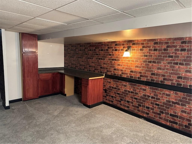 10 Crest St, Uniontown, PA 15401 - bar with brick wall, light colored carpet, and a paneled ceiling