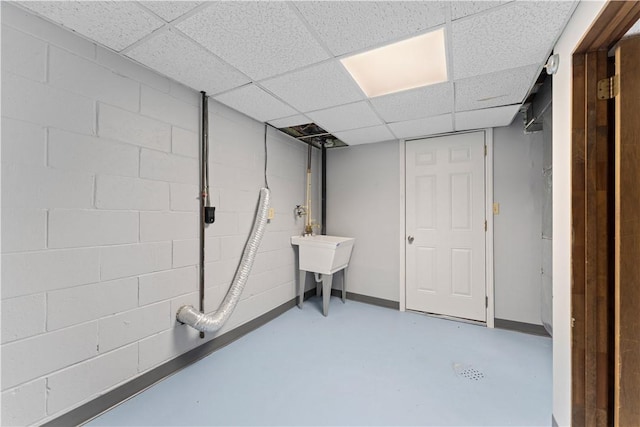 320 Penn Lear Ct, Monroeville, PA 15146 - finished below grade area with a drop ceiling and concrete block wall