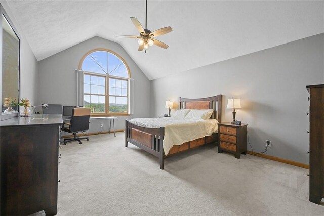 3004 Woodfield Dr, Hopewell Twp Bea, PA 15001 - carpeted bedroom featuring lofted ceiling, a desk, and a ceiling fan