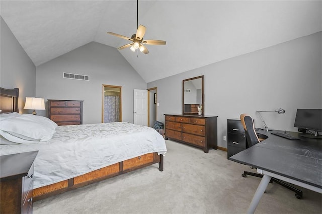 3004 Woodfield Dr, Hopewell Twp Bea, PA 15001 - bedroom with vaulted ceiling, light colored carpet, an office area, and ceiling fan