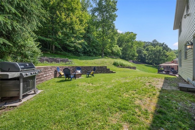 3004 Woodfield Dr, Hopewell Twp Bea, PA 15001 - view of grassy yard featuring a fire pit