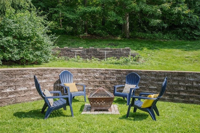 3004 Woodfield Dr, Hopewell Twp Bea, PA 15001 - view of grassy yard with an outdoor fire pit