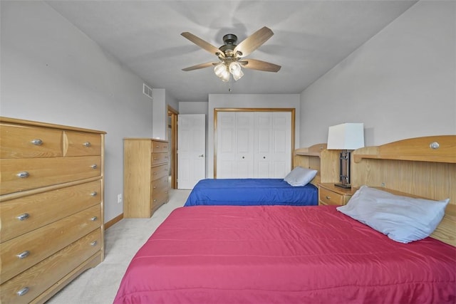 3004 Woodfield Dr, Hopewell Twp Bea, PA 15001 - bedroom with light colored carpet, a closet, and a ceiling fan