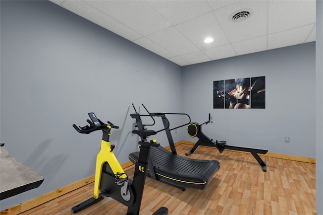 1155 Sarver Rd, South Buffalo Twp, PA 16055 - workout area featuring wood finished floors, recessed lighting, and a drop ceiling