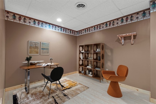 1155 Sarver Rd, South Buffalo Twp, PA 16055 - office featuring wood finished floors, a drop ceiling, and recessed lighting