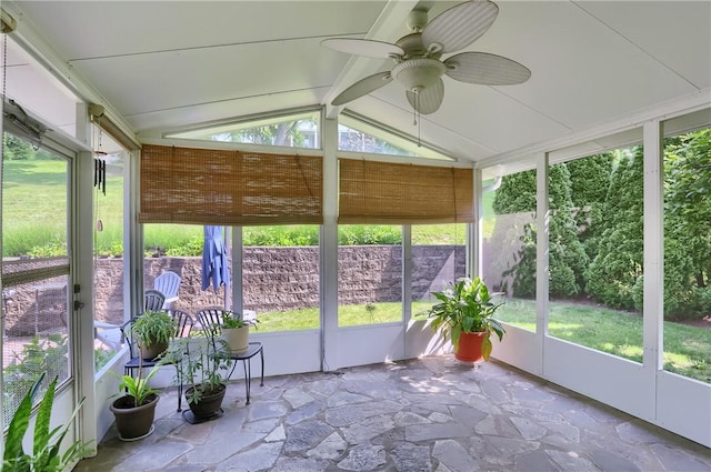 217 Baintree Rd, Moon/Crescent Twp, PA 15108 - unfurnished sunroom with a ceiling fan, healthy amount of natural light, and vaulted ceiling