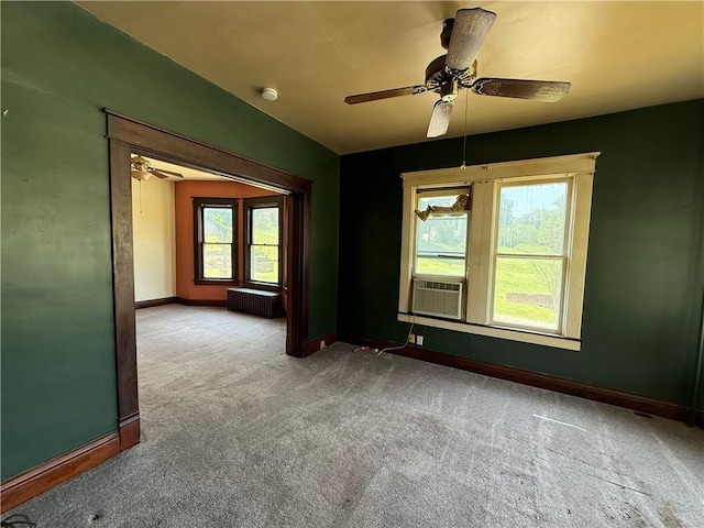 102 Bayard Ave, Dry Tav/Rices Landing, PA 15357 - carpeted spare room featuring radiator, cooling unit, ceiling fan, a smoke detector, and plenty of natural light