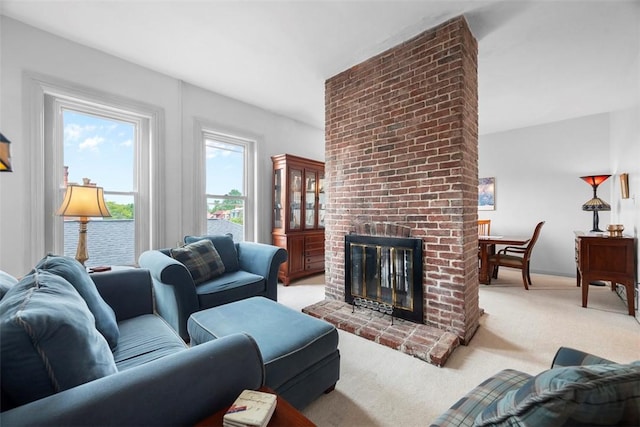 813 S Braddock Ave Unit 5, Regent Square, PA 15221 - living area with light carpet and a brick fireplace