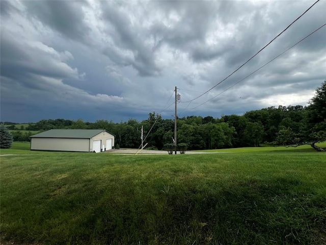 516 Chestnut Ridge Rd, Amwell, PA 15301 - view of green lawn with a garage and an outdoor structure