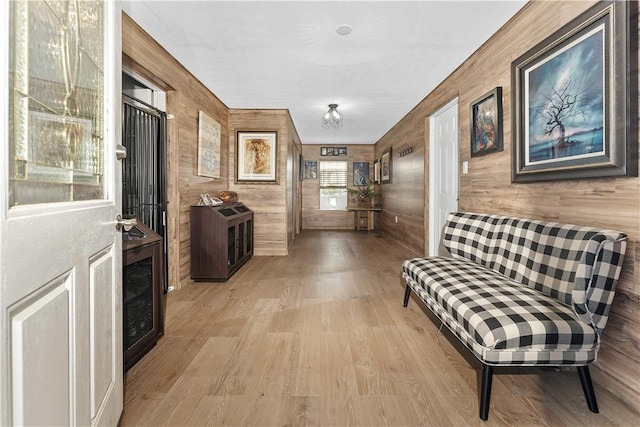 140 Jocelynn Ln, Smithfield, PA 15478 - corridor with light wood-style flooring and wooden walls
