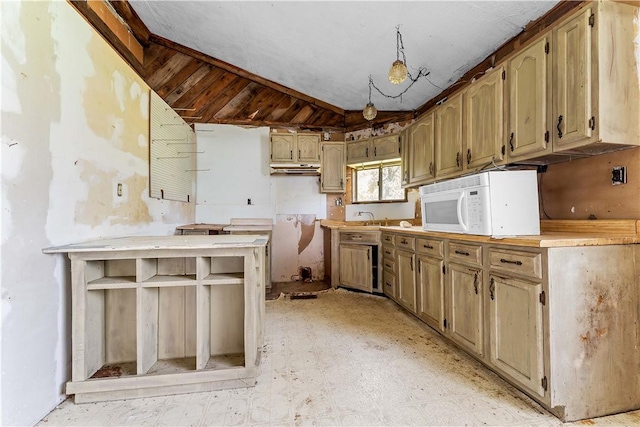 4731 National Pike, Wharton Twp, PA 15459 - kitchen featuring white microwave and vaulted ceiling