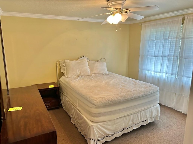 71 Armstrong Dr, Canton Twp, PA 15301 - bedroom with crown molding, dark carpet, and ceiling fan