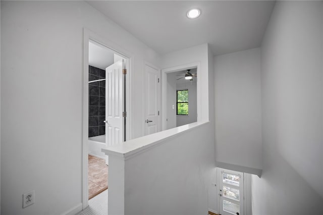 47 S 16th St, South Side, PA 15203 - hallway with an upstairs landing and recessed lighting
