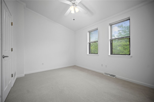 47 S 16th St, South Side, PA 15203 - empty room with light carpet, ornamental molding, a ceiling fan, and lofted ceiling