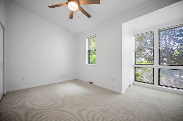 47 S 16th St, South Side, PA 15203 - unfurnished room featuring light colored carpet, ceiling fan, crown molding, and lofted ceiling