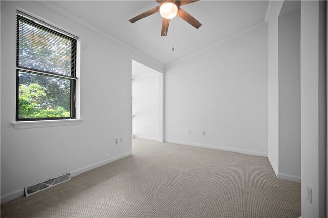 47 S 16th St, South Side, PA 15203 - carpeted spare room with a ceiling fan, ornamental molding, and vaulted ceiling