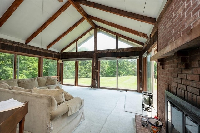 117 Stoneys Ln, Lehigh Twp, PA 16063 - carpeted living area featuring plenty of natural light and a fireplace