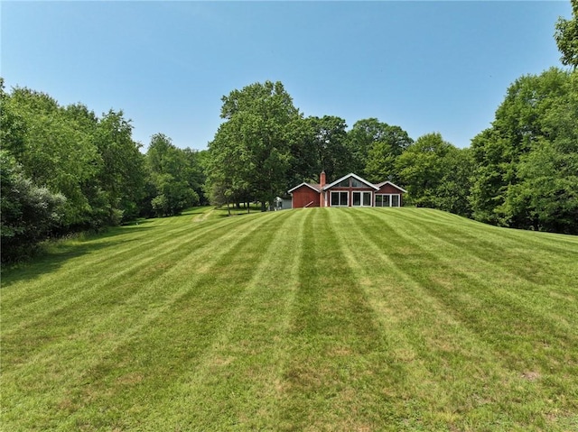 117 Stoneys Ln, Lehigh Twp, PA 16063 - view of green lawn featuring a wooded view