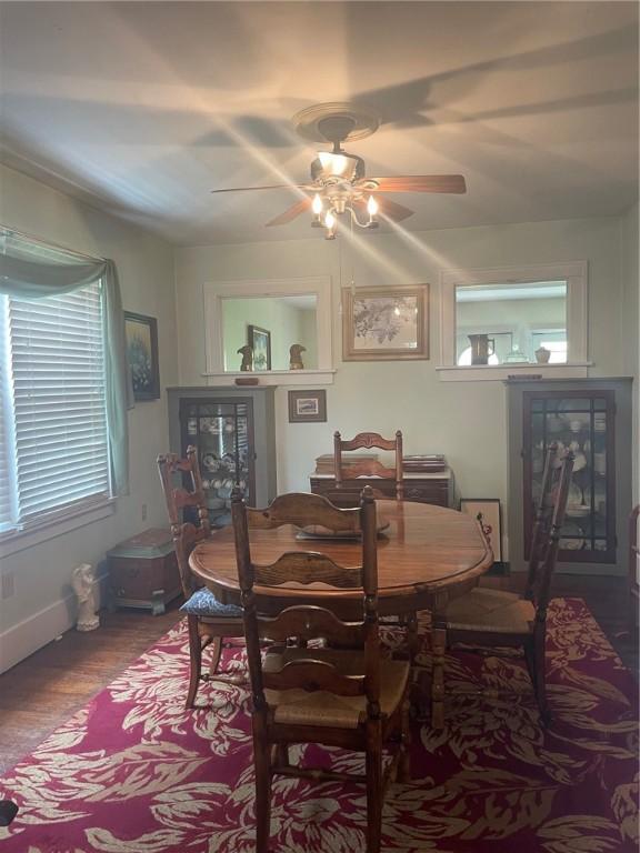 766 6th St, Beaver, PA 15009 - dining area with ceiling fan and wood finished floors
