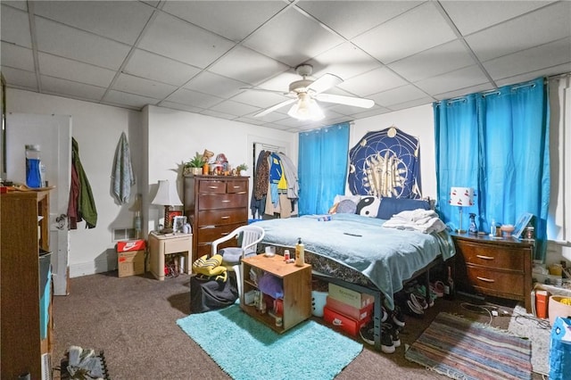 324 Linden Ave, Sharpsburg, PA 15215 - carpeted bedroom with ceiling fan and a drop ceiling