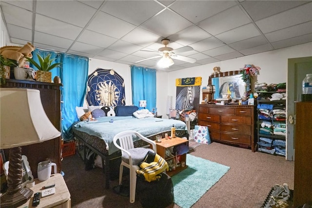 324 Linden Ave, Sharpsburg, PA 15215 - bedroom featuring a paneled ceiling, carpet, and a ceiling fan