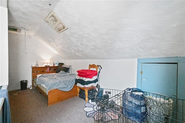 324 Linden Ave, Sharpsburg, PA 15215 - bedroom featuring carpet, a textured ceiling, and lofted ceiling