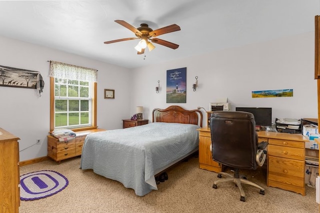 840 Sunol Rd, Deer Creek, PA 16314 - bedroom featuring light colored carpet, ceiling fan, and an office area