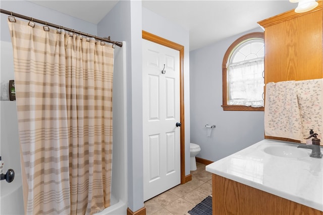 840 Sunol Rd, Deer Creek, PA 16314 - bathroom featuring tile patterned flooring, vanity, and shower / tub combo with curtain
