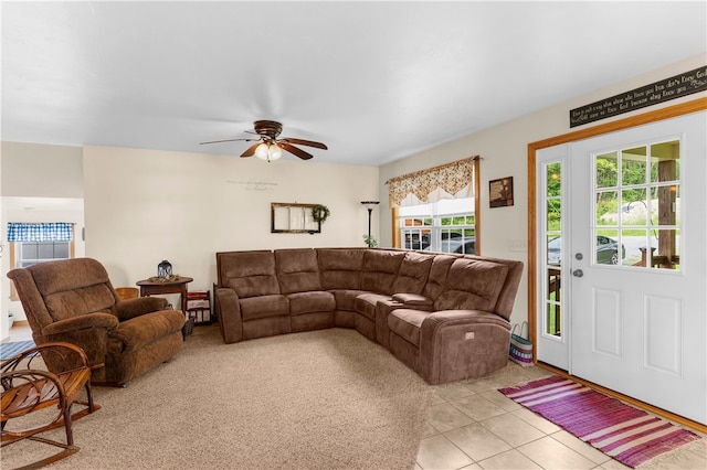 840 Sunol Rd, Deer Creek, PA 16314 - living area featuring ceiling fan and light tile patterned floors