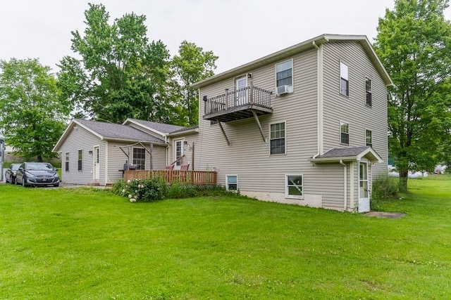 840 Sunol Rd, Deer Creek, PA 16314 - rear view of property with a balcony, a lawn, and a deck
