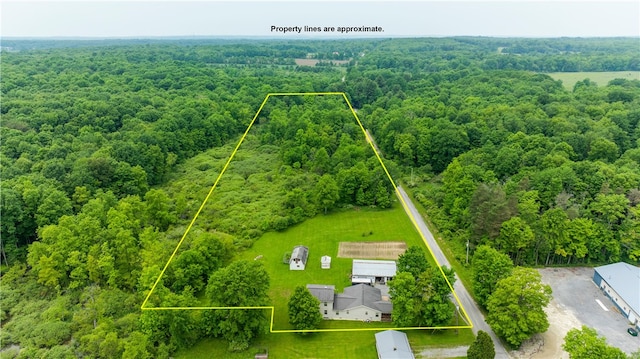 840 Sunol Rd, Deer Creek, PA 16314 - aerial overview of property's location featuring a forest and property parcel outlined