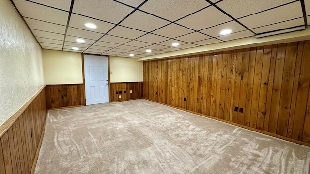 2231 Dellenbaugh Rd, Frazer, PA 15084 - finished below grade area featuring wooden walls, wainscoting, carpet flooring, and a drop ceiling