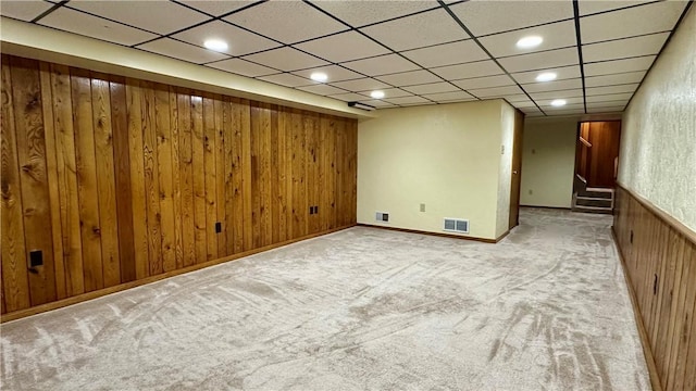 2231 Dellenbaugh Rd, Frazer, PA 15084 - finished basement with wooden walls, stairway, and carpet flooring