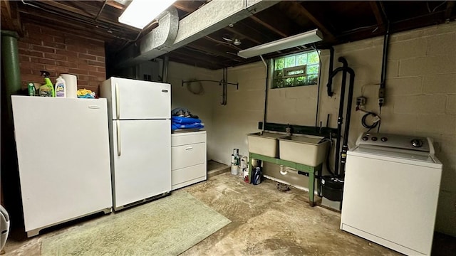2231 Dellenbaugh Rd, Frazer, PA 15084 - basement featuring freestanding refrigerator and washing machine and dryer