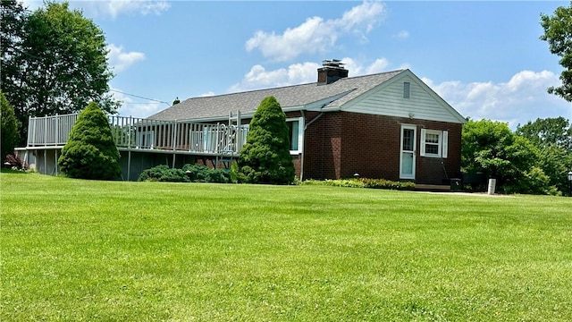 2231 Dellenbaugh Rd, Frazer, PA 15084 - back of house featuring brick siding, a chimney, and a yard