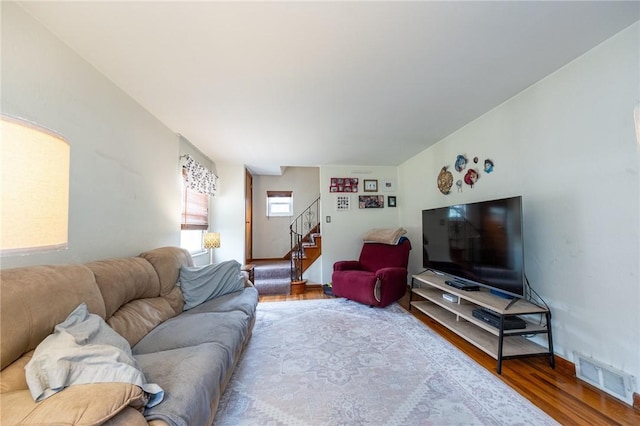 3037 Churchview, Baldwin Boro, PA 15227 - living room with stairway and wood finished floors