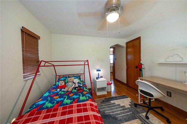 3037 Churchview, Baldwin Boro, PA 15227 - bedroom with arched walkways, wood finished floors, and a ceiling fan