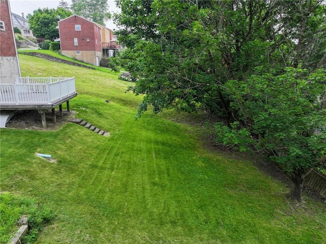 3037 Churchview, Baldwin Boro, PA 15227 - view of grassy yard featuring a wooden deck