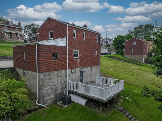3037 Churchview, Baldwin Boro, PA 15227 - rear view of property with a yard, a wooden deck, and brick siding