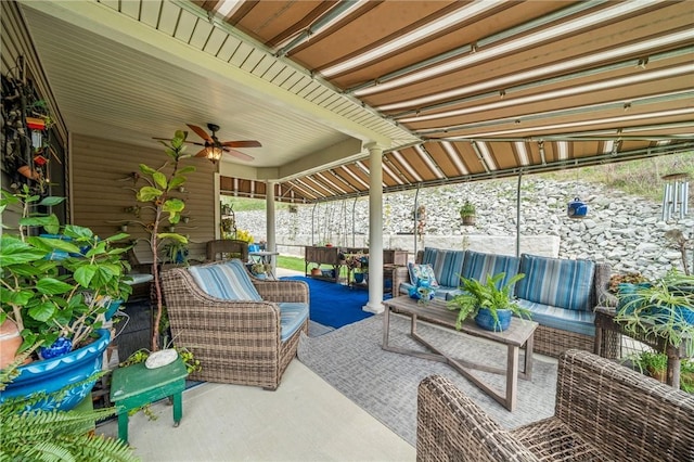74 Quail Run, Unity Twp, PA 15601 - view of patio / terrace featuring an outdoor living space and a ceiling fan