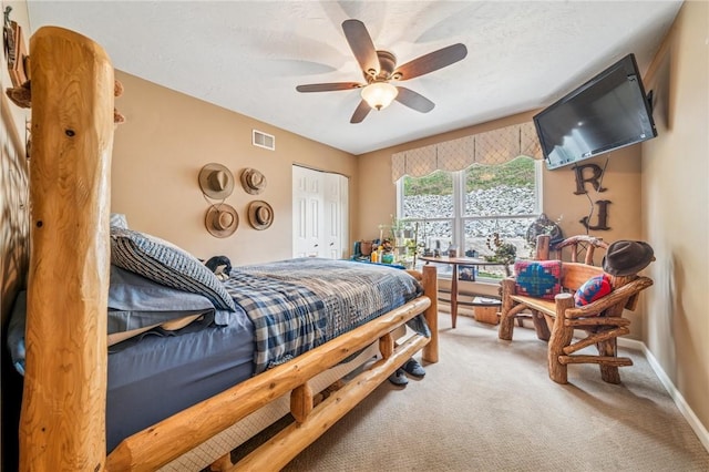 74 Quail Run, Unity Twp, PA 15601 - bedroom featuring carpet floors, a closet, and ceiling fan